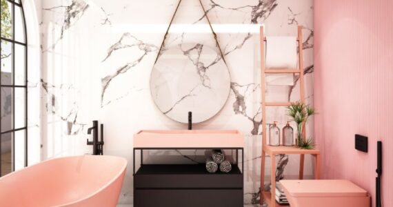 peach bathroom